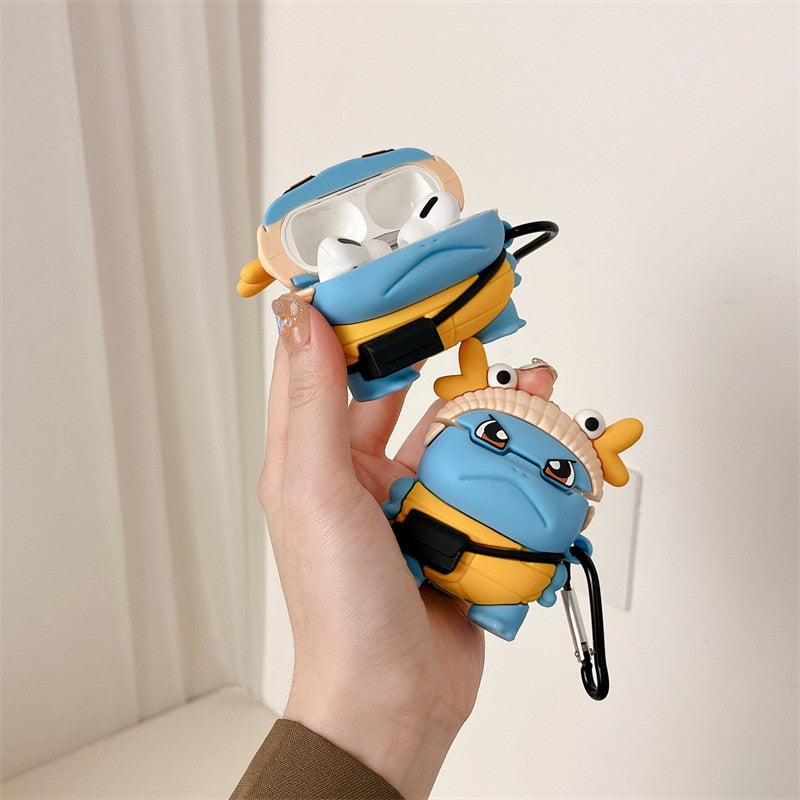 3D Cute Pokemon 'Bonote Angry Squirtle' Premium AirPods Case Shock Proof Cover
