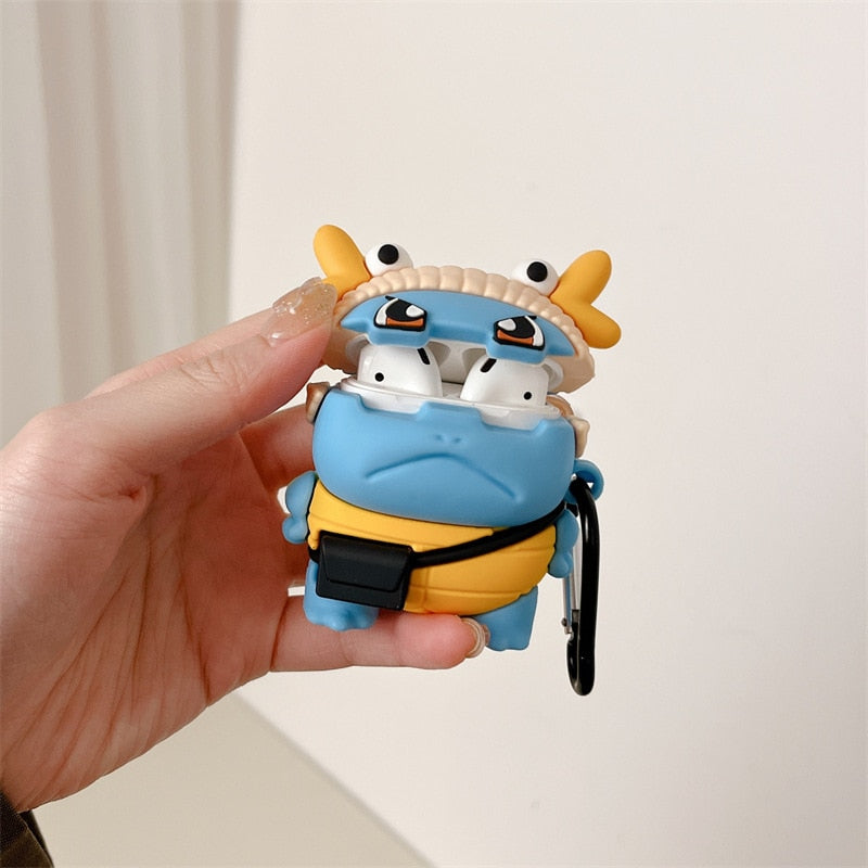 3D Cute Pokemon 'Bonote Angry Squirtle' Premium AirPods Case Shock Proof Cover