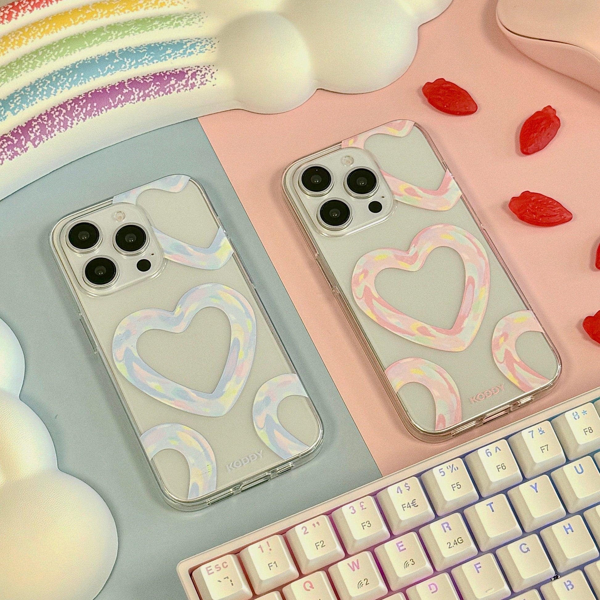 Blue Bubble Pattern Hearts Phone Case - KODDY