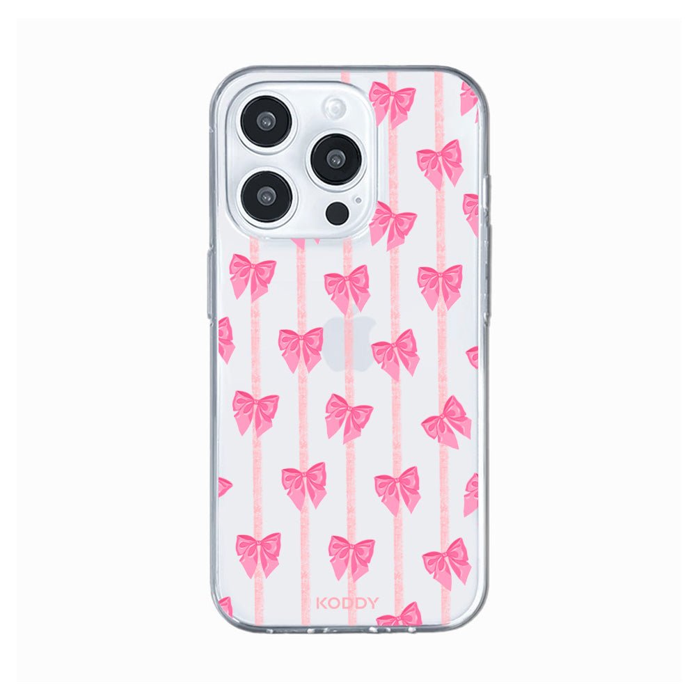 Pink Stripe and Ribbon Bow Phone Case - KODDY