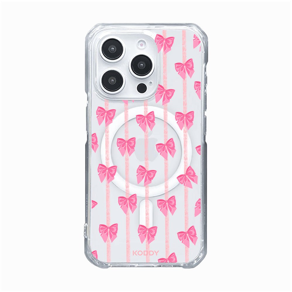 Pink Stripe and Ribbon Bow Phone Case - KODDY