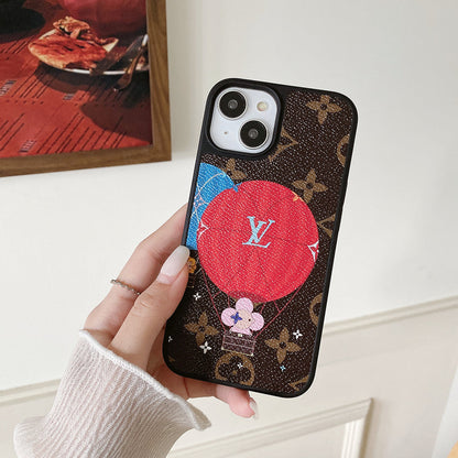 Lou Balloon & Heart Leather iPhone Case