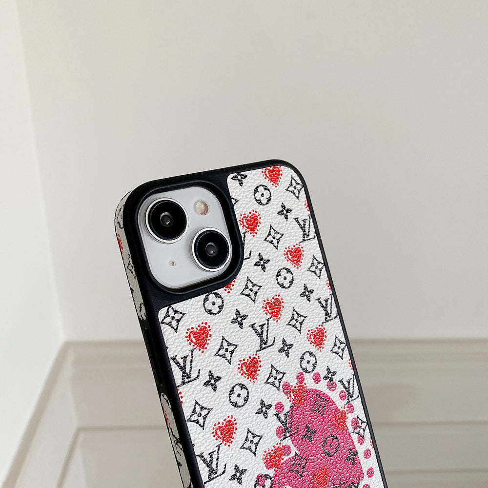Lou Balloon & Heart Leather iPhone Case
