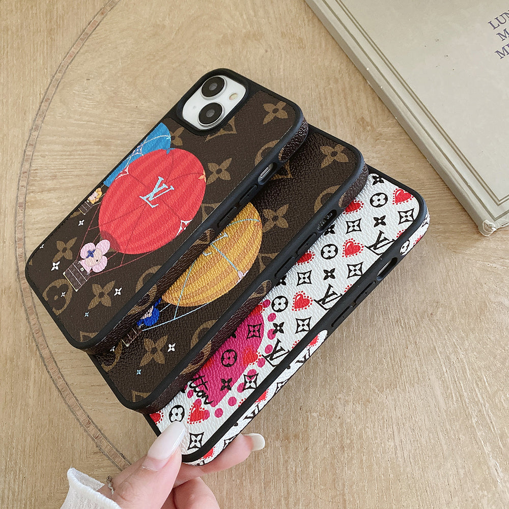 Lou Balloon & Heart Leather iPhone Case