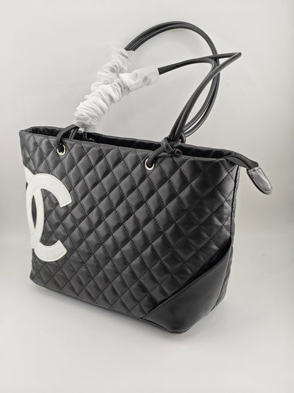 Premium Quilted Leather-Style Tote Bag with Dual Handles