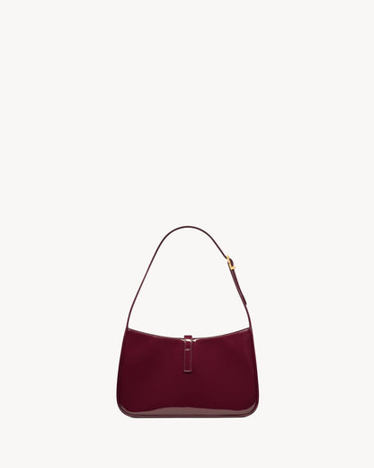 Saint Laurent Le 5 à 7 Patent Leather Hobo – Burgundy Elegance