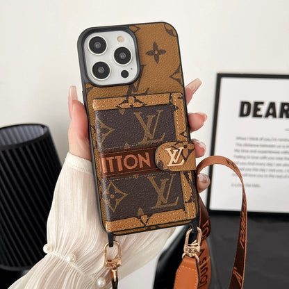 Lou Card Bag Chain Classic Brown iPhone Case