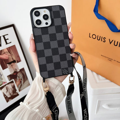 Lou Black & White Crossbody iPhone Case