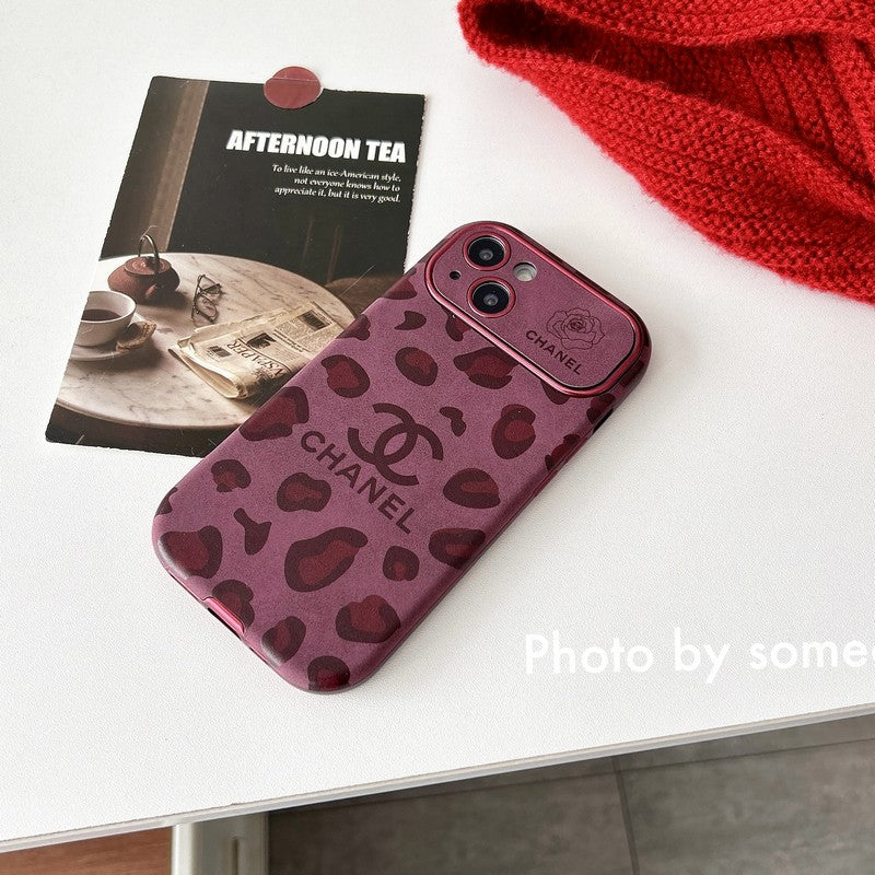 CC Purple Color Leather iPhone Case