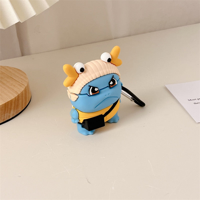 3D Cute Pokemon 'Bonote Angry Squirtle' Premium AirPods Case Shock Proof Cover