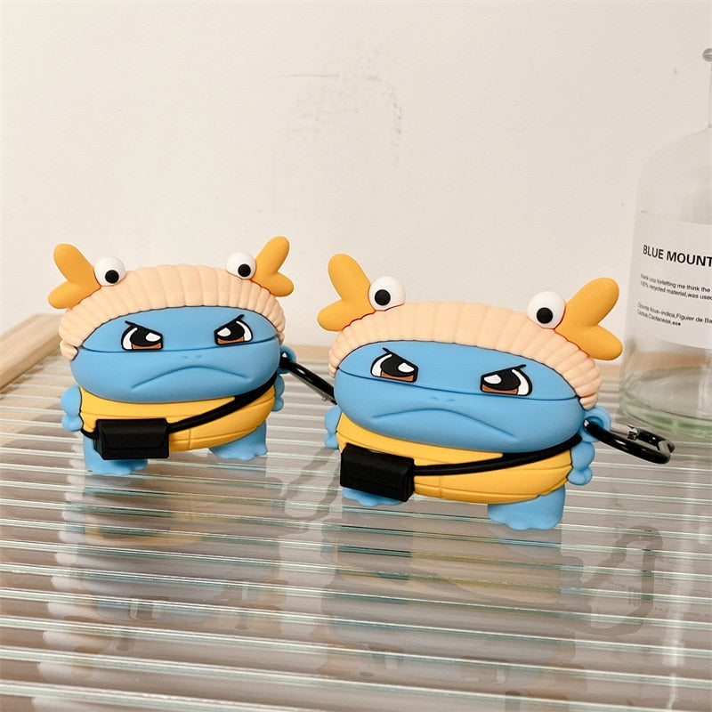 3D Cute Pokemon 'Bonote Angry Squirtle' Premium AirPods Case Shock Proof Cover