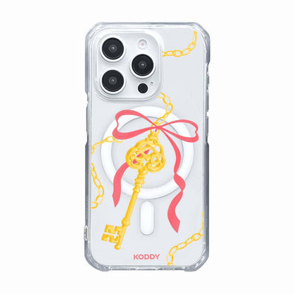 Antique Gold Pink Ribbon Key Phone Case