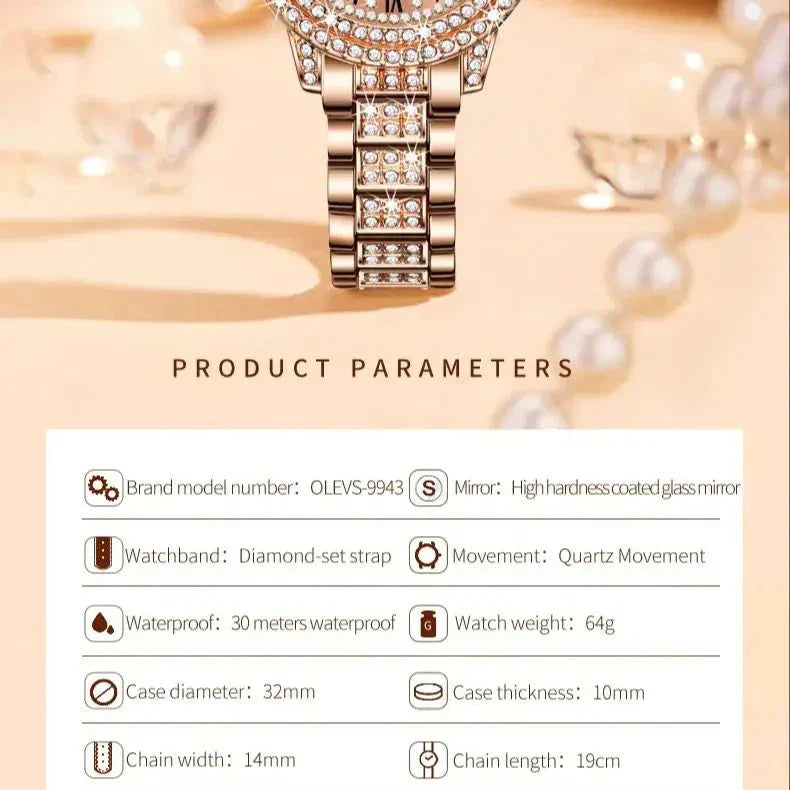 Diamond Éclat - Luxe Roman Dial Quartz Watch