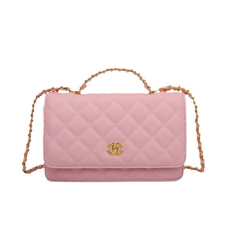 Wallet On Chain Shiny Lambskin Pearls Gold Tone Metal