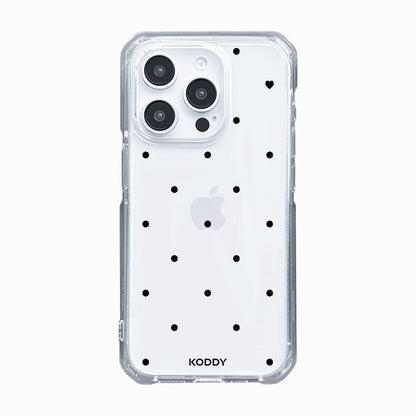 Polka Dot with Love in Black Phone Case