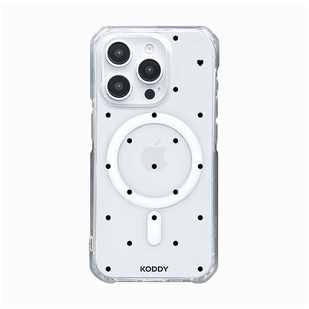 Polka Dot with Love in Black Phone Case