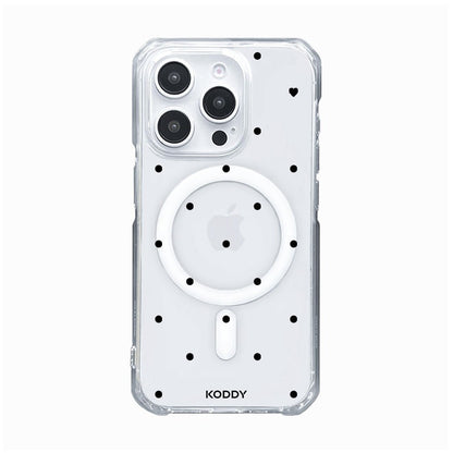 Polka Dot with Love in Black Phone Case